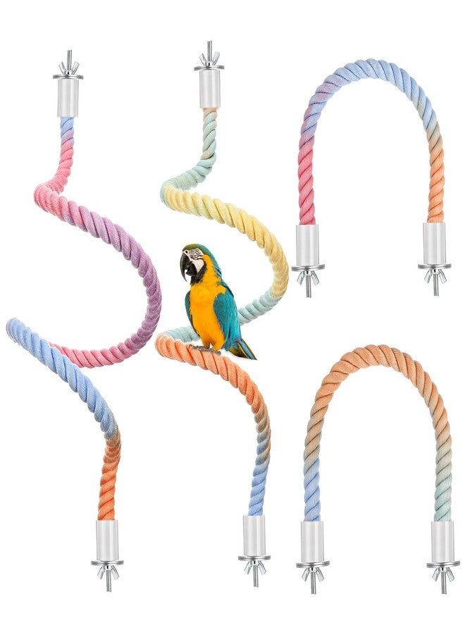 Zelphvt 4 Packs Gradient Bendable Bird Rope Perches, Parrot Bird Perch Rope Stand for Cage Climbing Rope Toys Cotton Swing Climbing Rope Standing Bungee Toy for Parakeet Lovebirds Cockatiels Budgies - Image 1